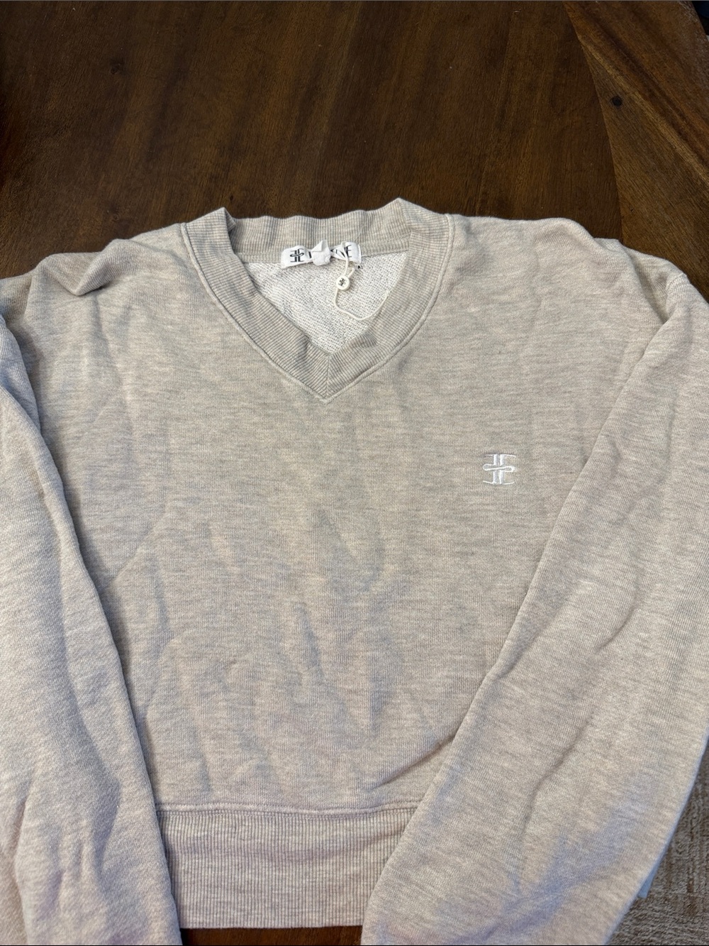 Eterne V-Neck Lightweight Sweater in Light Gray